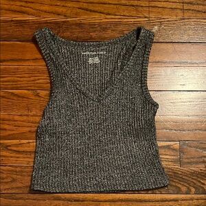 American Eagle Outfitters Charcoal Ribbed Tank Top
